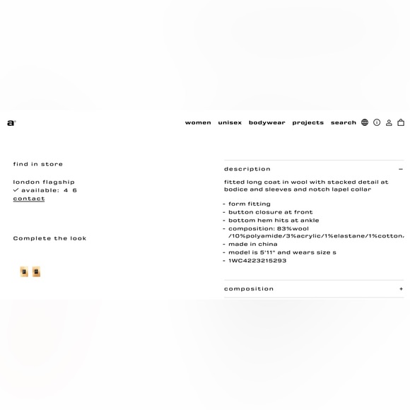 ALEXANDER WANG FITTED LONG WOOL COAT - Picture 7 of 9